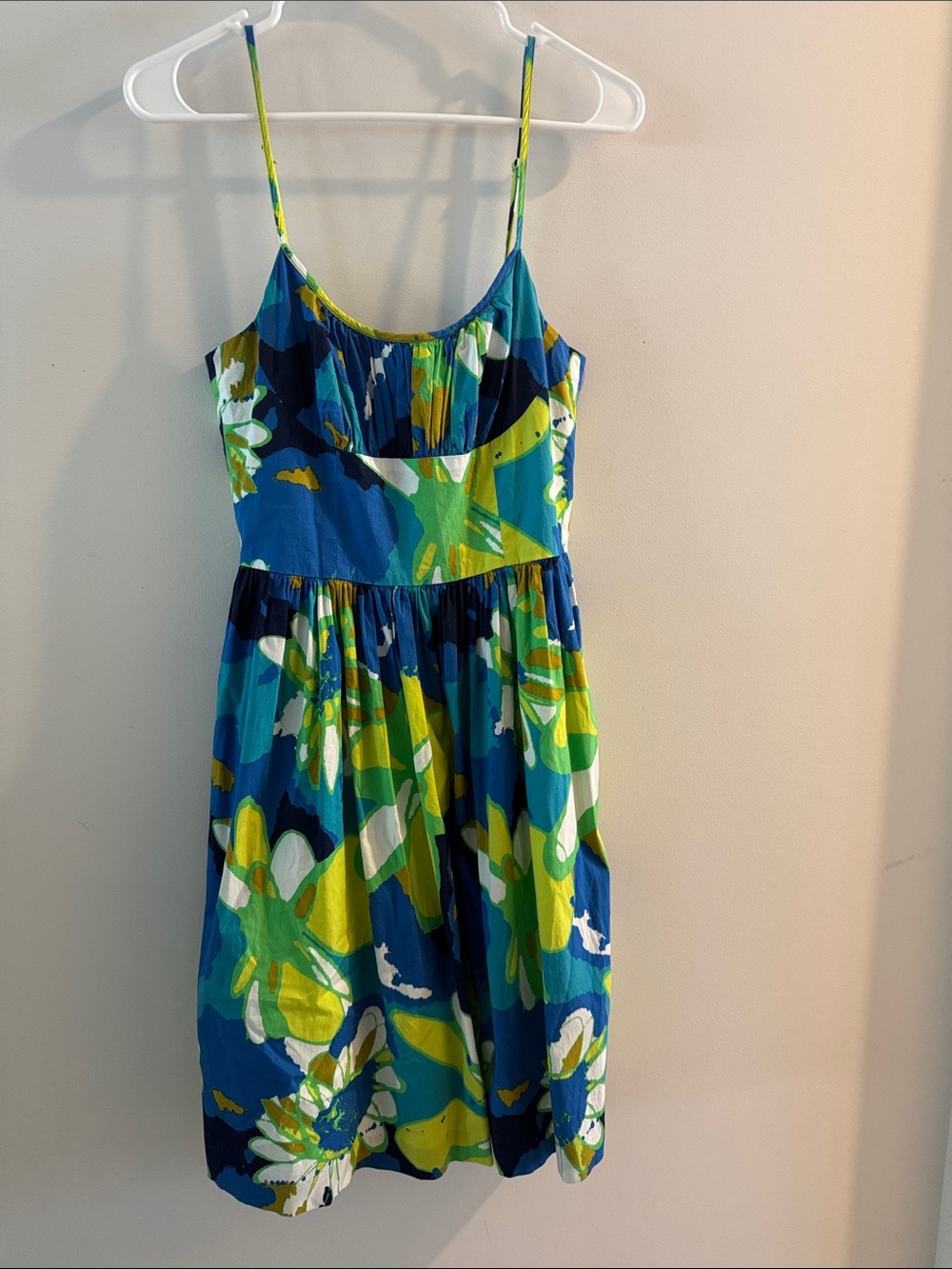 Trina Turk Blue Green Floral Midi Dress
